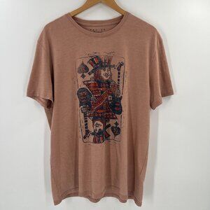 Lucky Brand Men Size Large Venice Burnout King Of Spades Graphic T Shirt In Pink